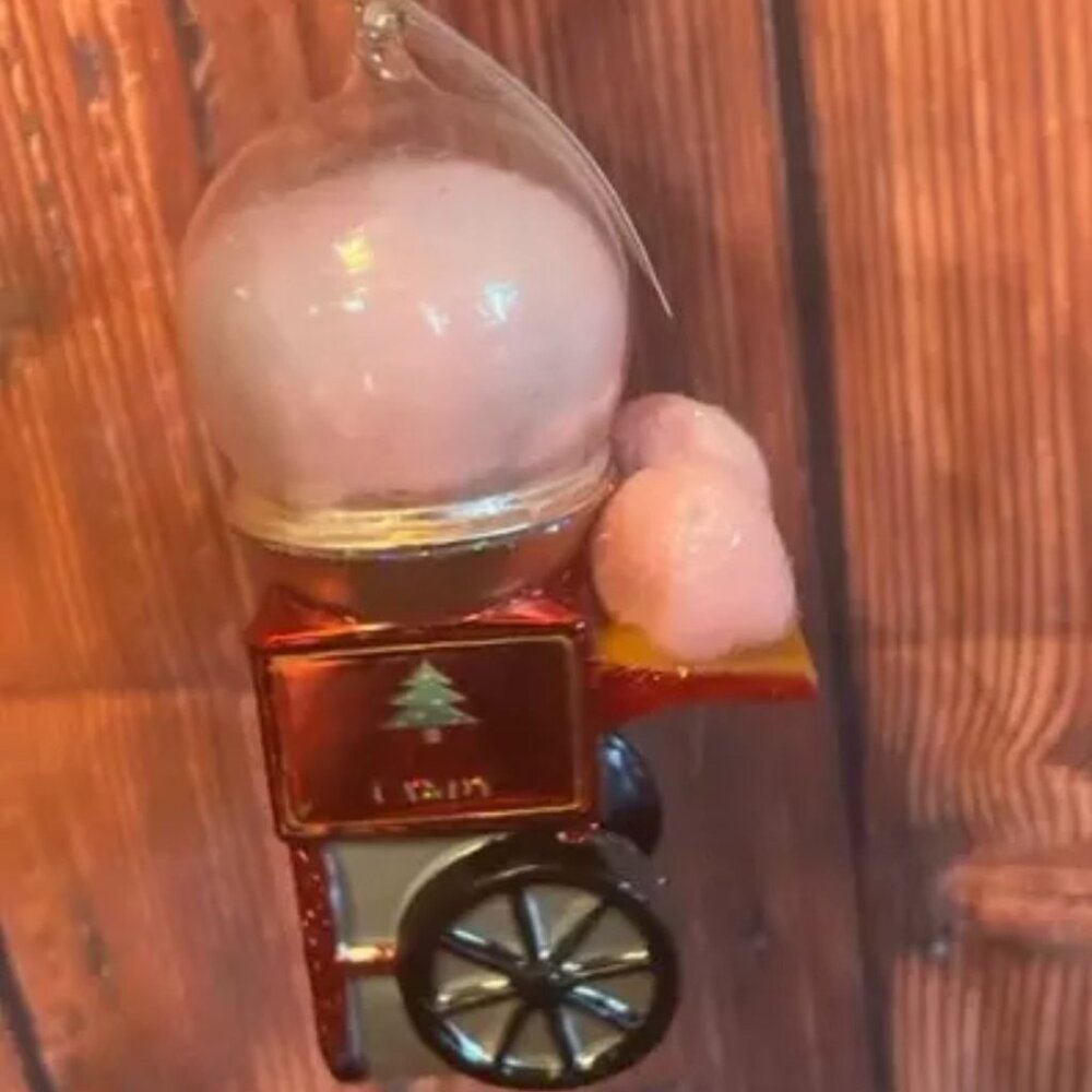 Vintage-Inspired Cotton Candy Cart‎ Christmas Ornament blown glass